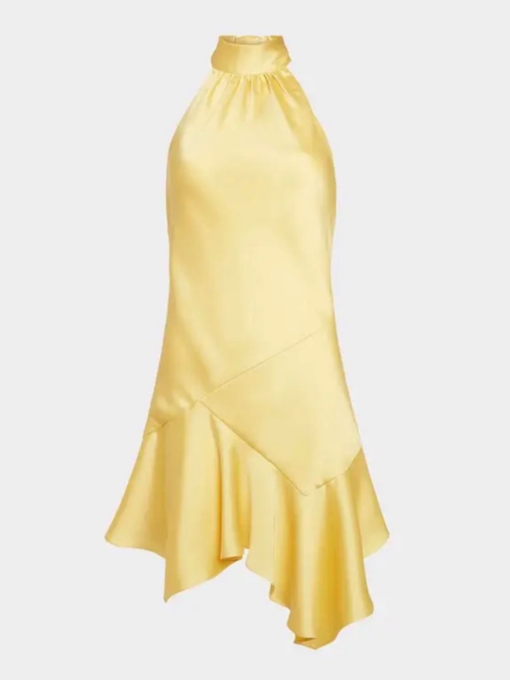 Ramy Brook Nari high-neck handkerchief-hem mini dress in Butter